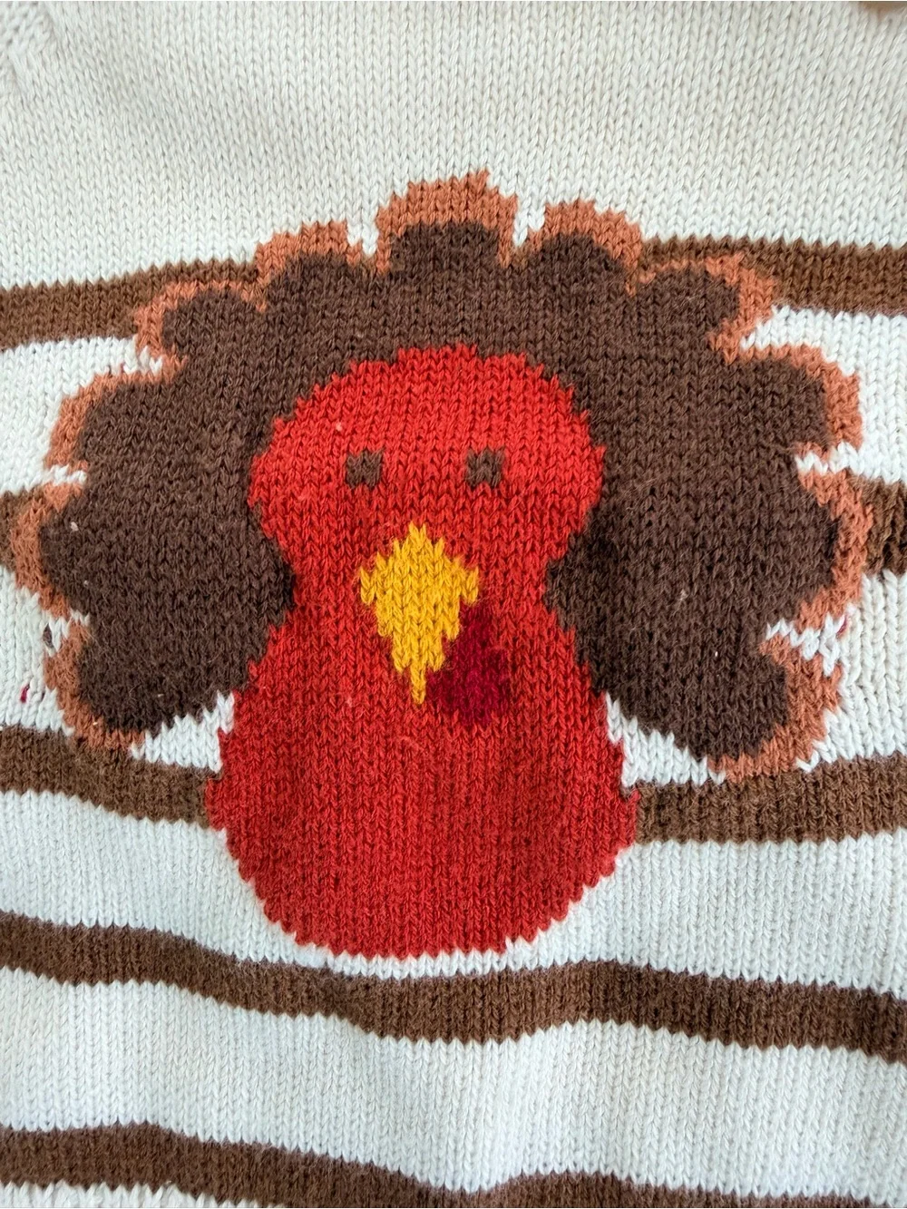 Adventurewear Cream & Brown Striped Turkey Knit Kids Matching Set 3M